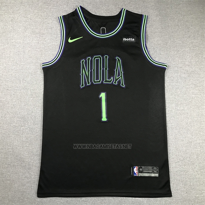 Camiseta New Orleans Pelicans Zion Williamson NO 1 Ciudad 2023-24 Negro